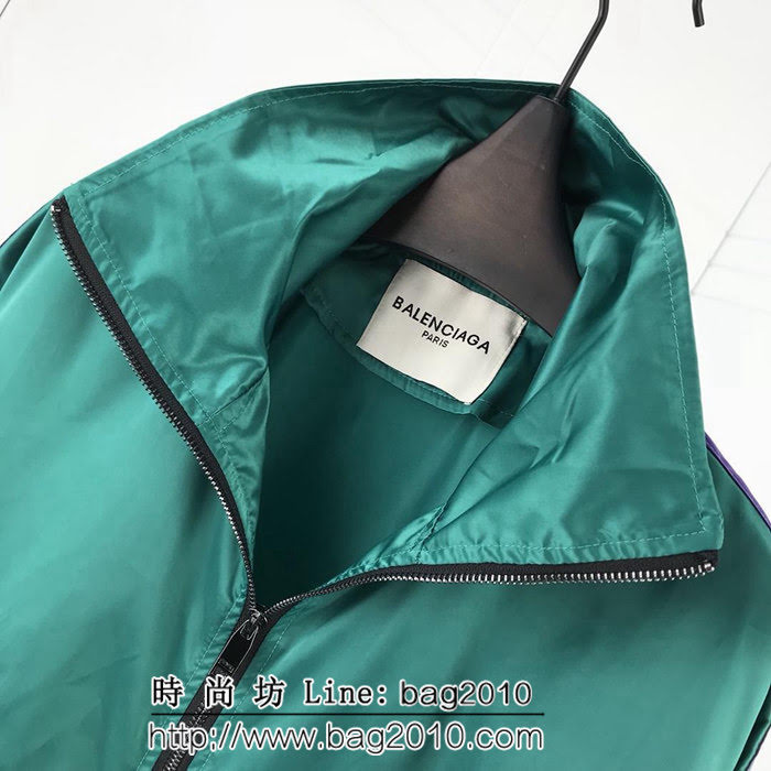 BALENCIAGA巴黎世家 18秋冬綠紫黑 拼接防風 風衣夾克 情侶款 ydi1943